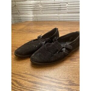 Actives Suede Mary Jane Womens 9  Comfort‎ Shoes Buckle Strap Flats Black